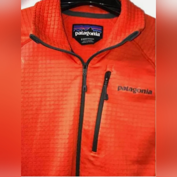 Patagonia R1Orange Long Sleeve Zipped Pocket Pullover Jacket Men Size Small - Picture 5 of 6
